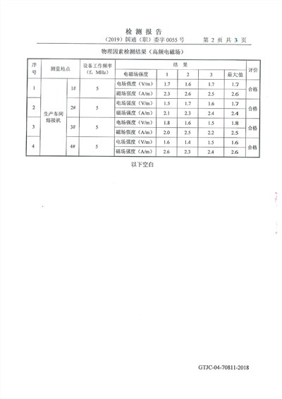 高頻機電磁波檢測報告